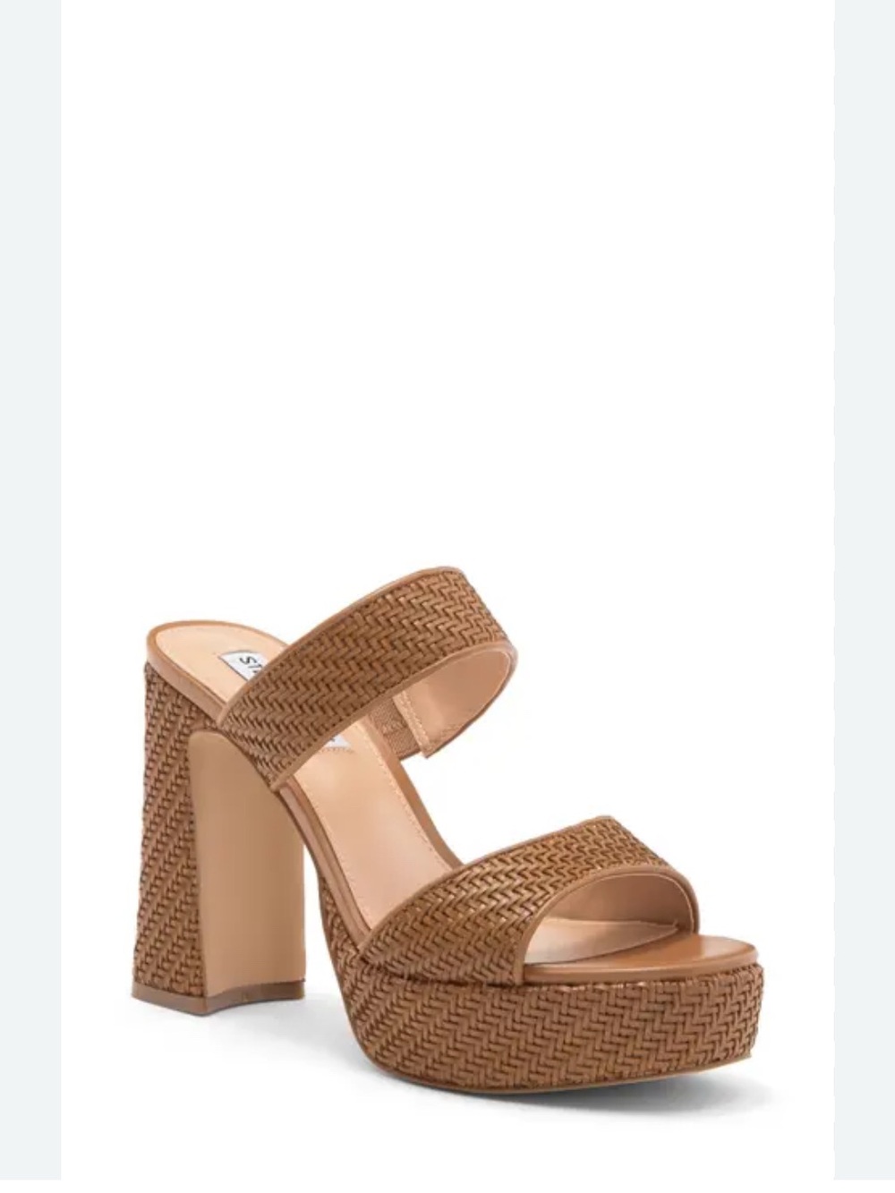 Steve Madden Tan Woven Platform Slide Heel